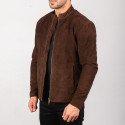 Charcoal Mocha Suede Biker Leather Jacket