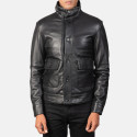 Columbus Black Leather Bomber Jacket