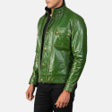 Darren Distressed Green Biker Leather Jacket