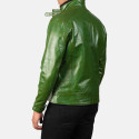 Darren Distressed Green Biker Leather Jacket