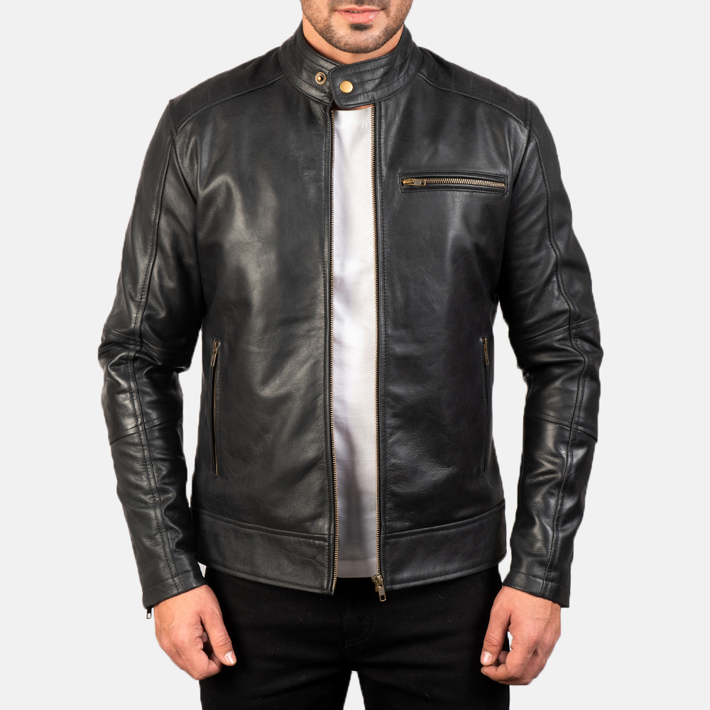 Dean Black Biker Leather Jacket