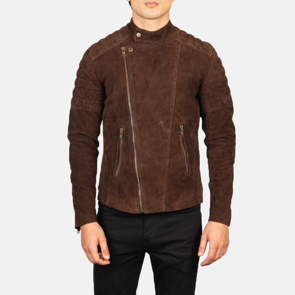 Faisor Mocha Suede Biker Leather Jacket