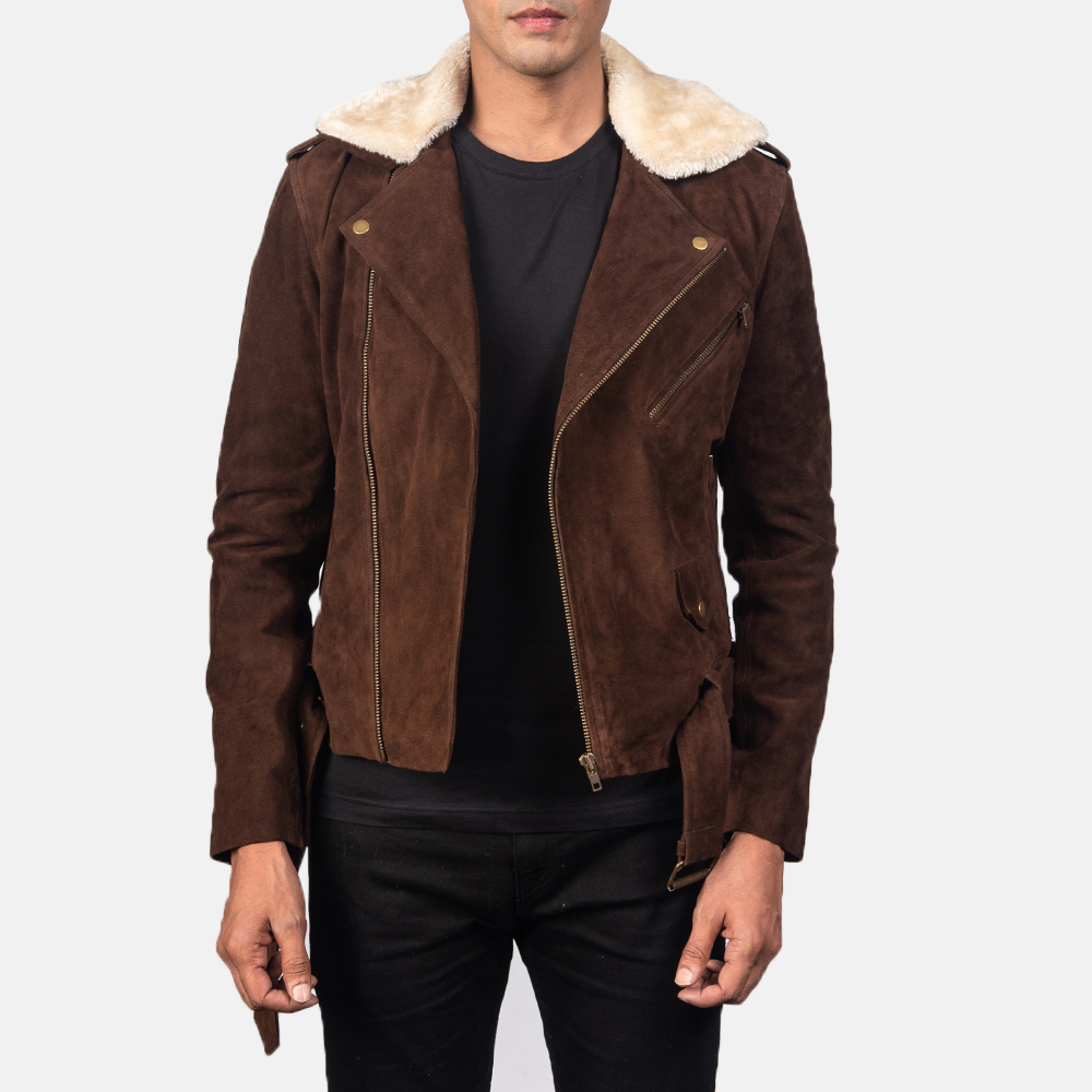 Furton Mocha Suede Biker Leather Jacket