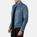 Gatsby Blue Biker Leather Jacket