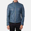 Gatsby Blue Biker Leather Jacket