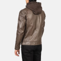 Hector Brown Hooded Biker Leather Jacket
