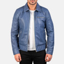 Lavendard Blue Biker Leather Jacket