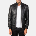Moda Black Leather Bomber Jacket