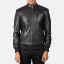 Moda Black Leather Bomber Jacket