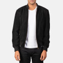 Shane Black Suede Leather Bomber Jacket