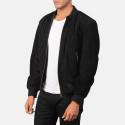 Shane Black Suede Leather Bomber Jacket