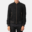 Shane Black Suede Leather Bomber Jacket