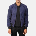Shane Blue Suede Leather Bomber Jacket