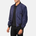 Shane Blue Suede Leather Bomber Jacket