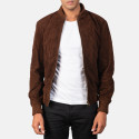 Shane Mocha Suede Leather Bomber Jacket