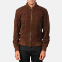 Shane Mocha Suede Leather Bomber Jacket