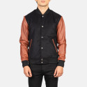 Vaxton Brown Hybrid Varsity Leather Jacket