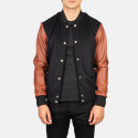 Vaxton Brown Hybrid Varsity Leather Jacket