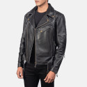 Vincent Black Biker Leather Jacket