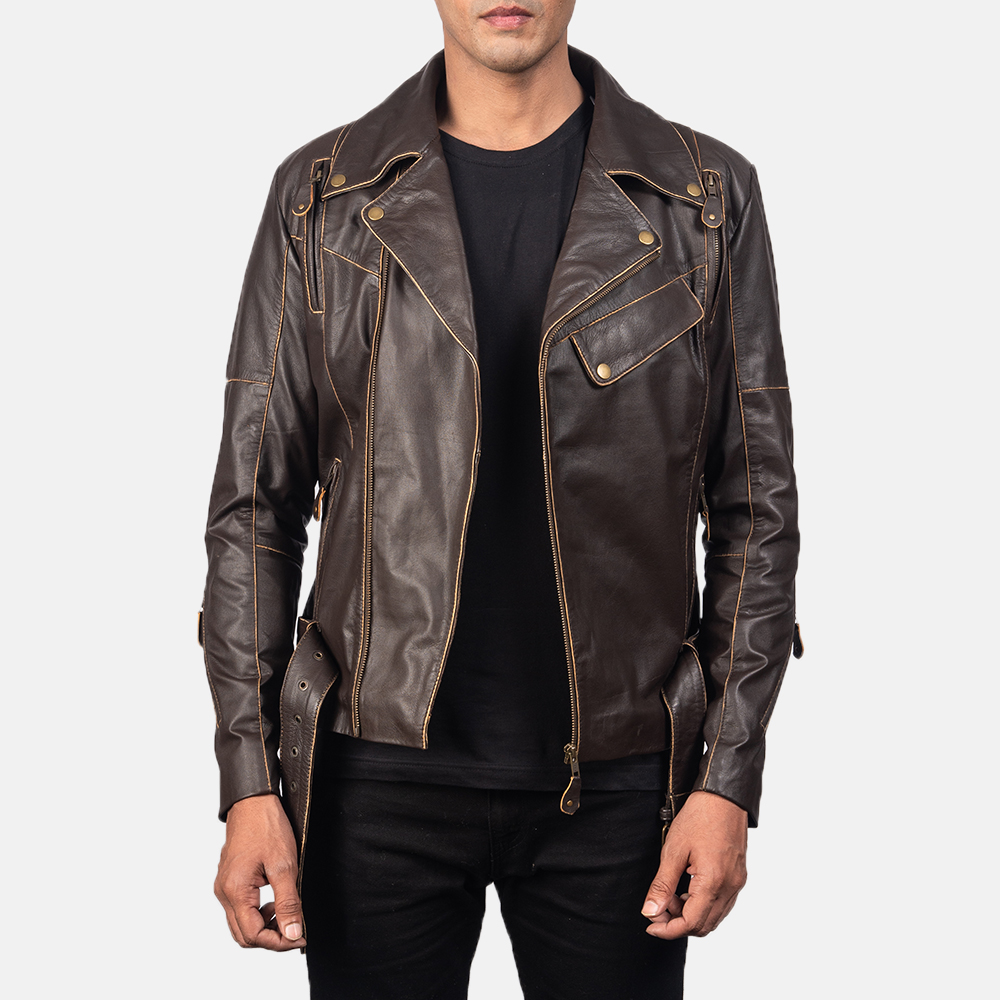 Vincent Brown Biker Leather Jacket