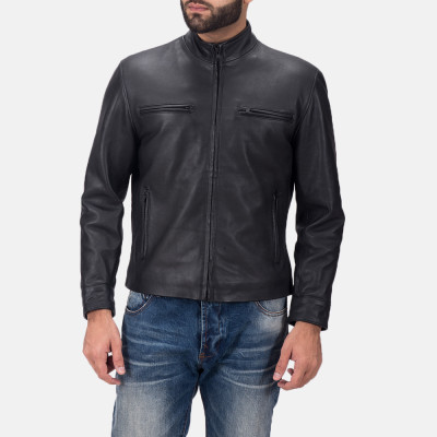 Austere Matte Black Biker Leather Jacket