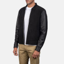 Blain Black Hybrid Leather Bomber Jacket