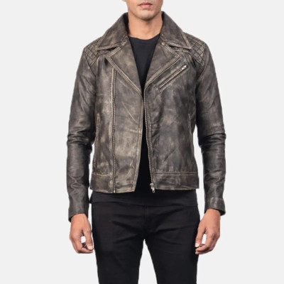 Danny Quilted Brown Biker Leather Jacket