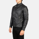 Faisor Black Biker Leather Jacket