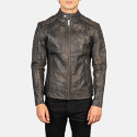 Fernando Quilted Distressed Brown Biker Leather Jacket
