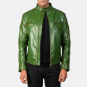 Gatsby Green Biker Leather Jacket