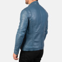 Ionic Blue Biker Leather Jacket