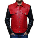 Justin Bieber Stylish Black Sleeves Red Jacket