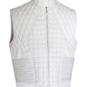 Justin Bieber Quilted Design White Leather Vest