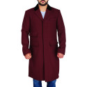 Maroon Wool Coat for Men