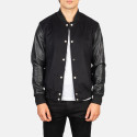 Vaxton Black Hybrid Varsity Leather Jacket