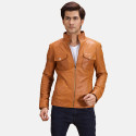 Voltex Tan Biker Leather Jacket