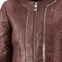 Quilted Maroon Trudy Lane Leather Coat