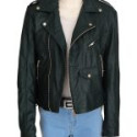 Rihanna Edgy Look Green Leather Jacket