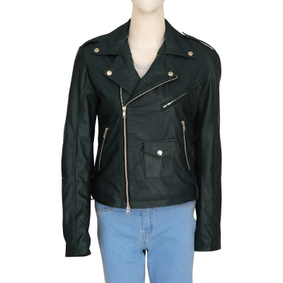 Rihanna Edgy Look Green Leather Jacket