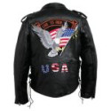 Rock Eagle Flag Motorcycle Leather Jacket