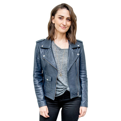 Singer Sara Bareilles Black leather Jackets