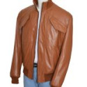 Slim Fit Bomber 4 Pockets Leather Jacket