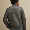 Stadium Men’s Grey Bomber Leather Jacket
