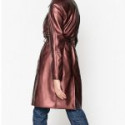Stylish women Faux Leather Trench coat