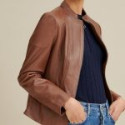 Stylish Women’s Brown Leather Jacket