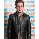 US Singer Charlie Puth Black Leather Jacket