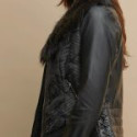 Women Faux Fur Black Leather Jacket