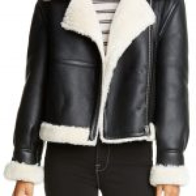 Women’s Black Faux Leather Shearling Jacket